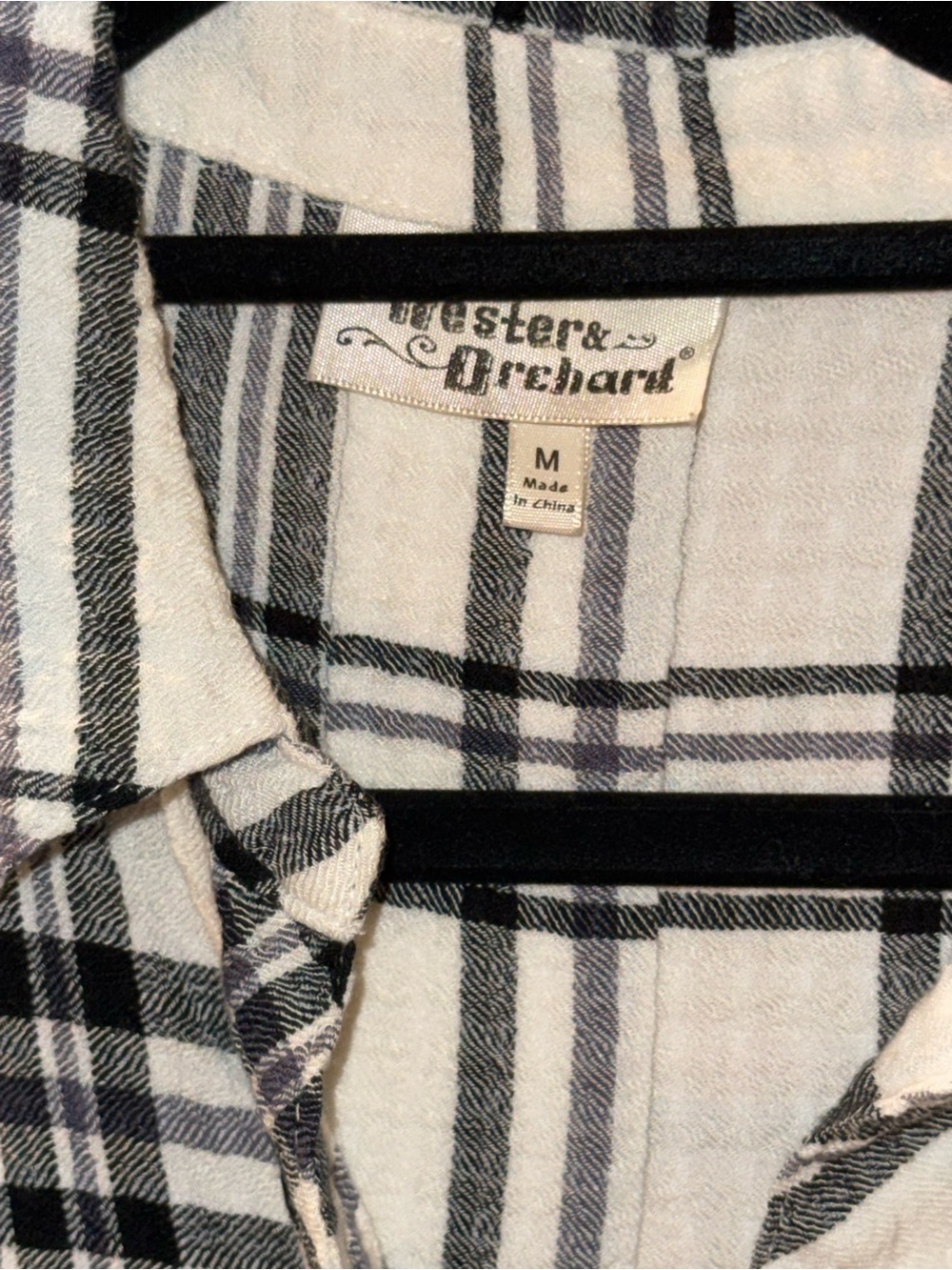 Plaid Button-Down Shirt in Black and White - Picture 4 of 5